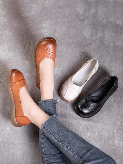 Chaussures plates décontractées en cuir véritable pour femmes