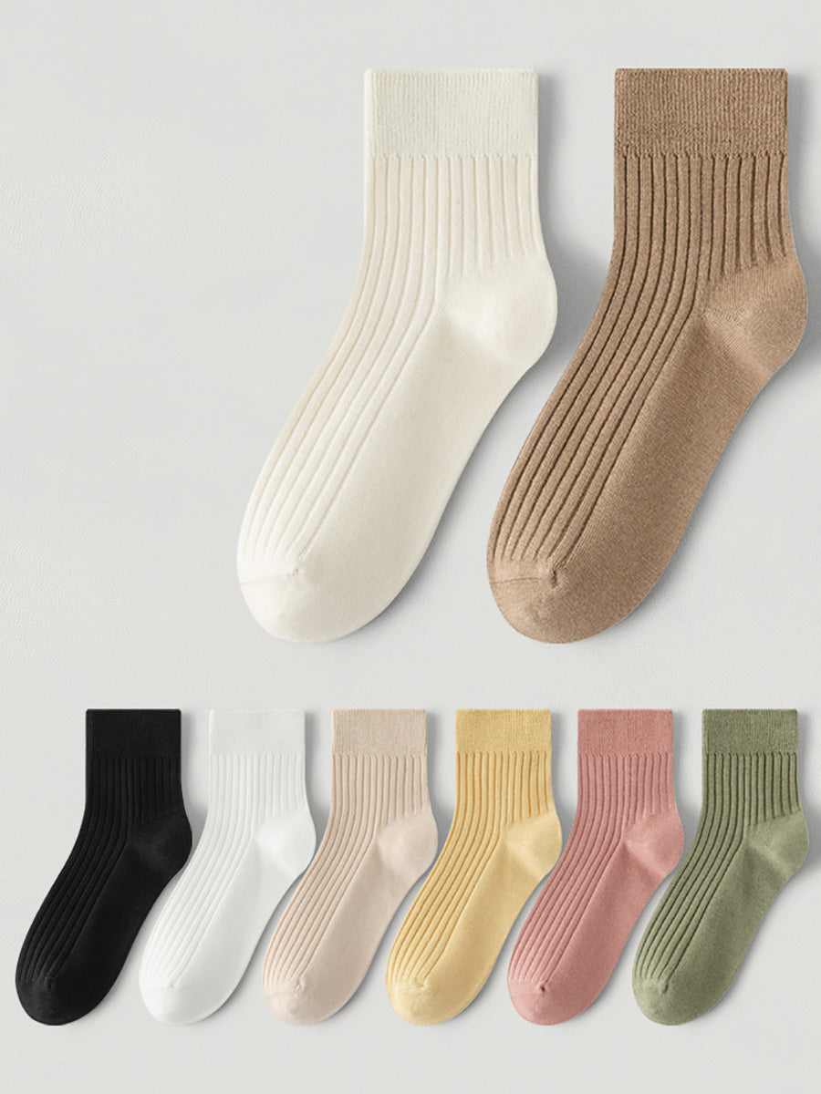 5 Pairs Women Winter Solid 100%Cotton Socks BA1031