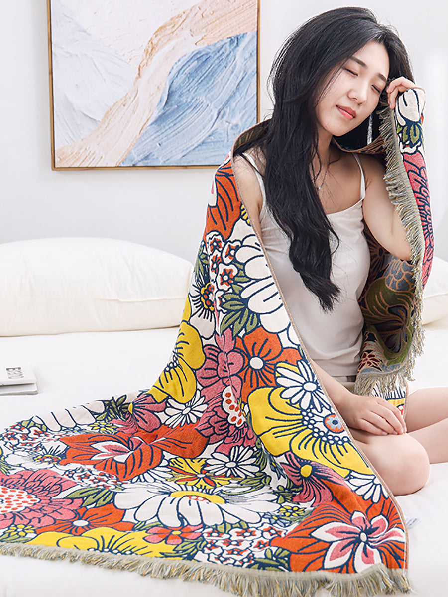 Jacquard-Badetuch für Erwachsene, 100 % Baumwolle, Blumenmuster, schnelltrocknend