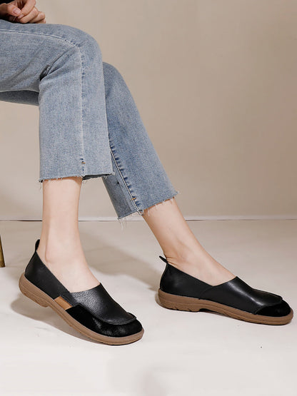 Chaussures d'été à talons bas en cuir souple pour femmes AA1016