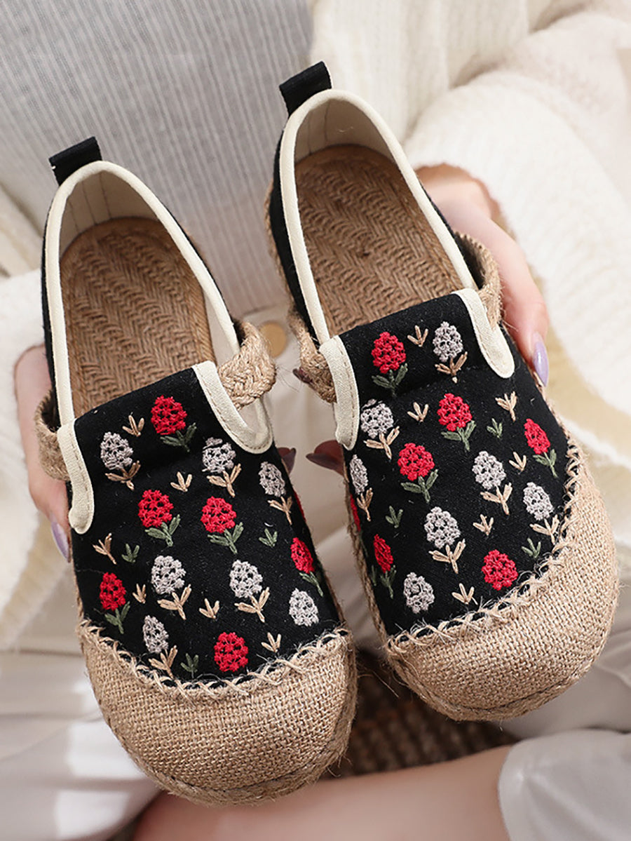 Women Summer Artsy Embroidery Linen Cotton Shoes BN1034