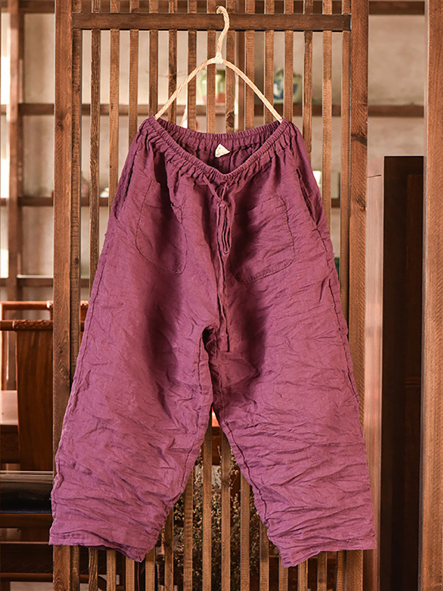 Women Summer Vintage Ramie Harem Pants BN1008