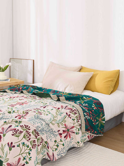 Mehrschichtige Bett- und Sofadecke aus Baumwolljacquard mit Blumenmuster RR015