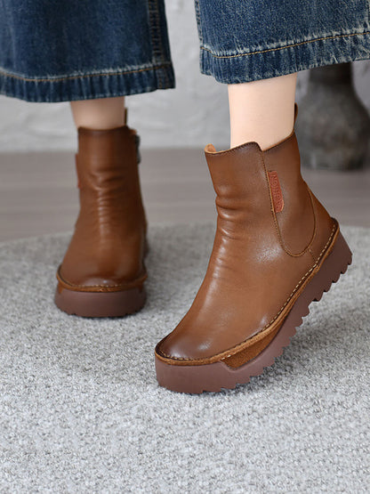 Bottines en cuir épissées vintage pour femmes, automne BA1013