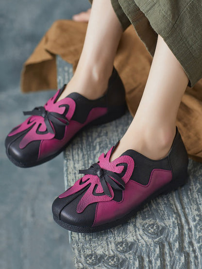 Chaussures en cuir à imprimé papillon pour femmes, style Artsy Colorblock UI1011