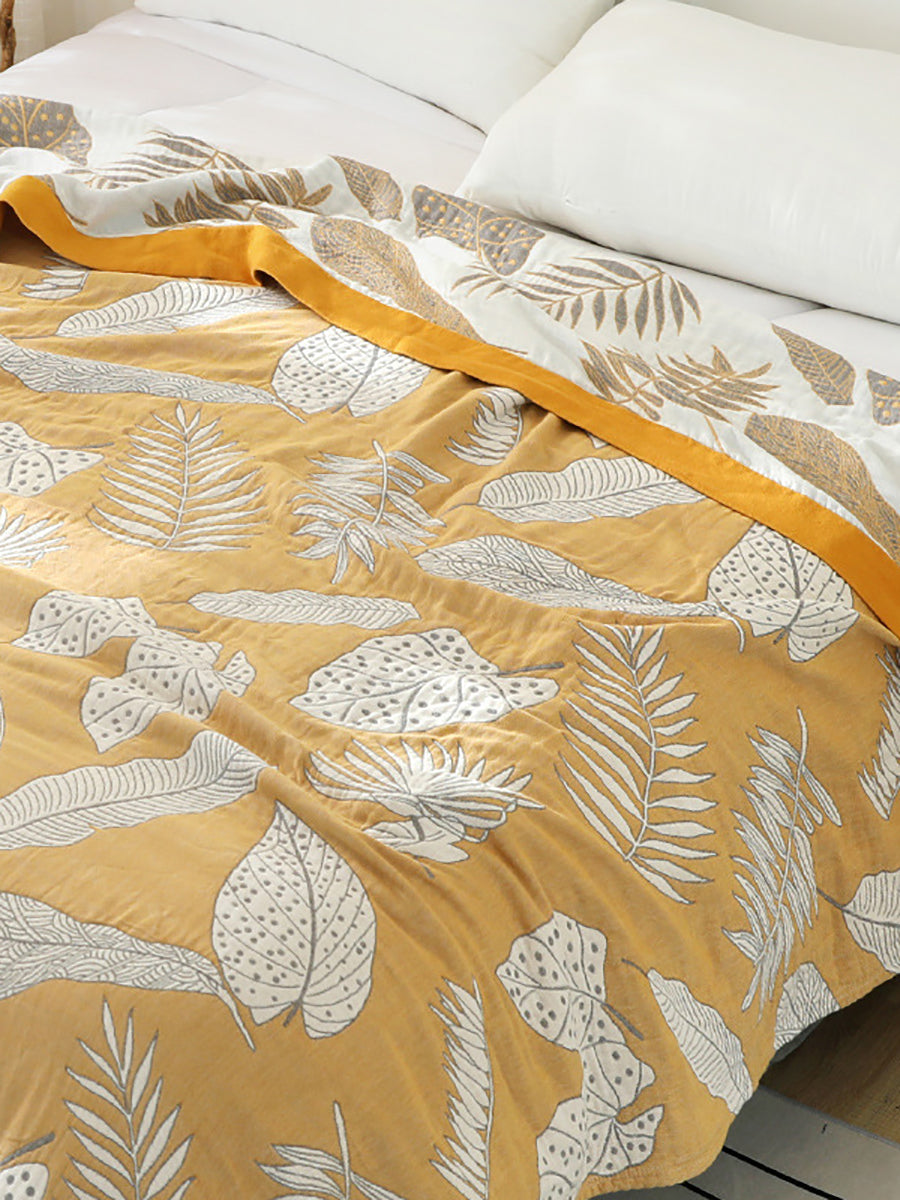 5Layer Cotton Summer Nap Leaf Jacquard Sofa Blanket TY1011