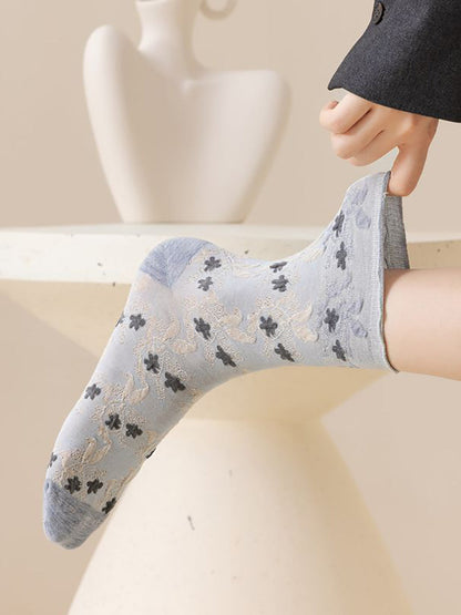 Lot de 3 paires de chaussettes à imprimé floral en jacquard pour femme AH1023