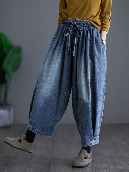 Pantalon d'été décontracté en denim délavé à jambes larges pour femmes CO1020