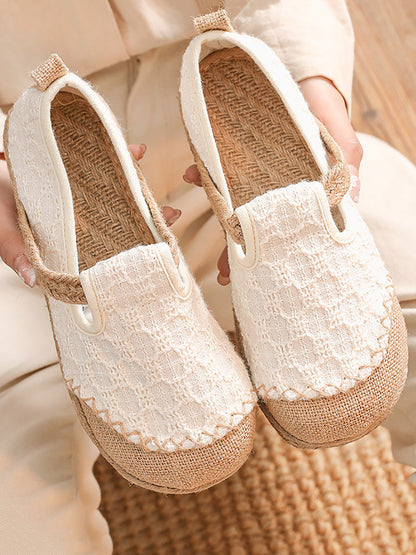 Women Ethnic Summer Linen Cotton Flat Shoes XX1001