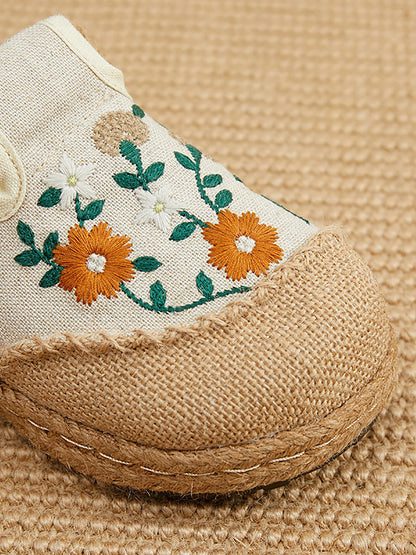 Chaussons d'été brodés de fleurs ethniques pour femmes CC050