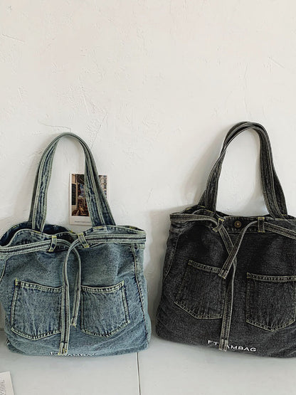 Sac à main en denim uni vintage pour femme, sac à bandoulière ZZ1008