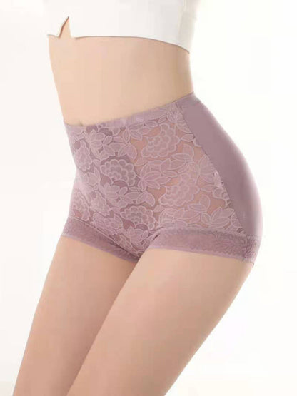 Lot de 3 sous-vêtements sexy en dentelle sans coutures taille haute pour femmes AS1011