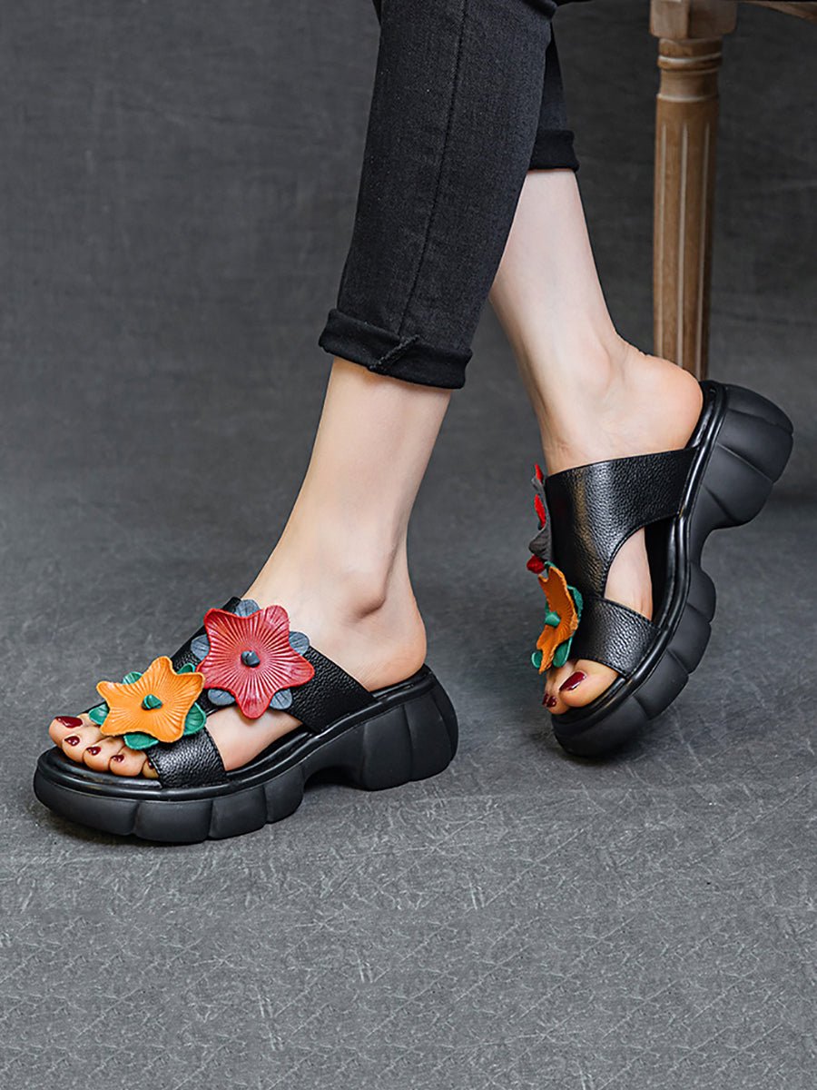 Women Summer Leather Spliced Star Platform Sandal TY1033