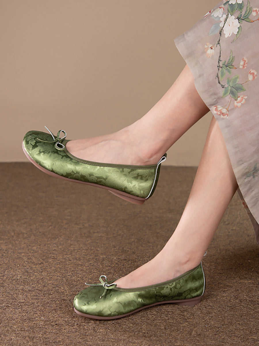 Women Vintage Summer Leather Flower Knurling Flat Shoes TY1029