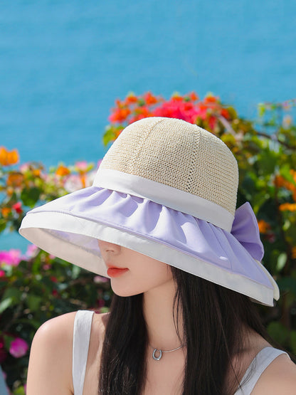 Chapeau d'été à large bord et nœud papillon pour femme WE1003 