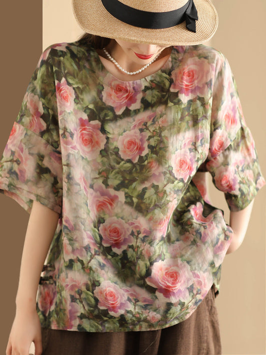 Pull-over d'été à imprimé floral pour femme KL1016