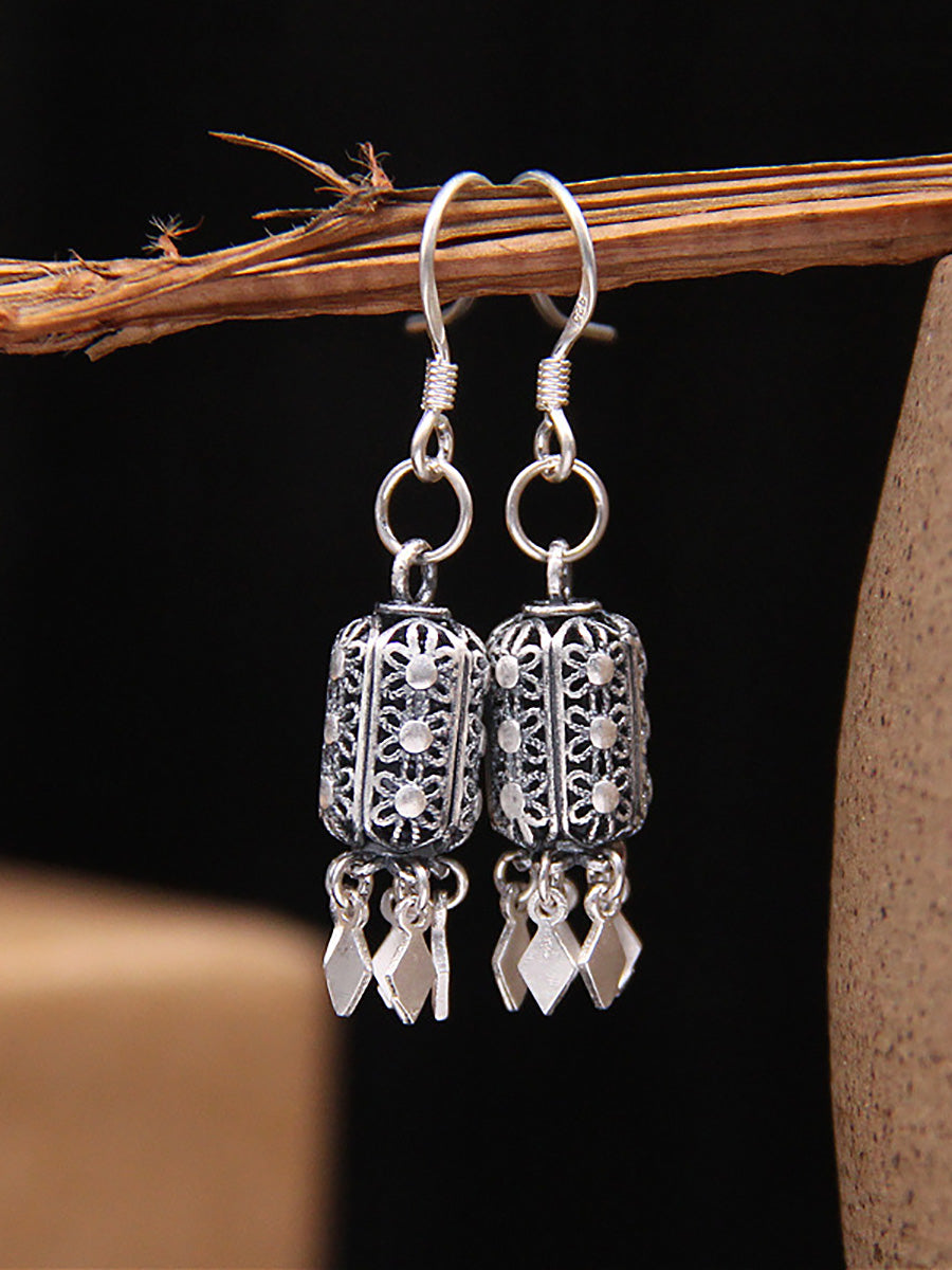 Women Vintage S925Silver Lantern Tassel Earrings AT1093