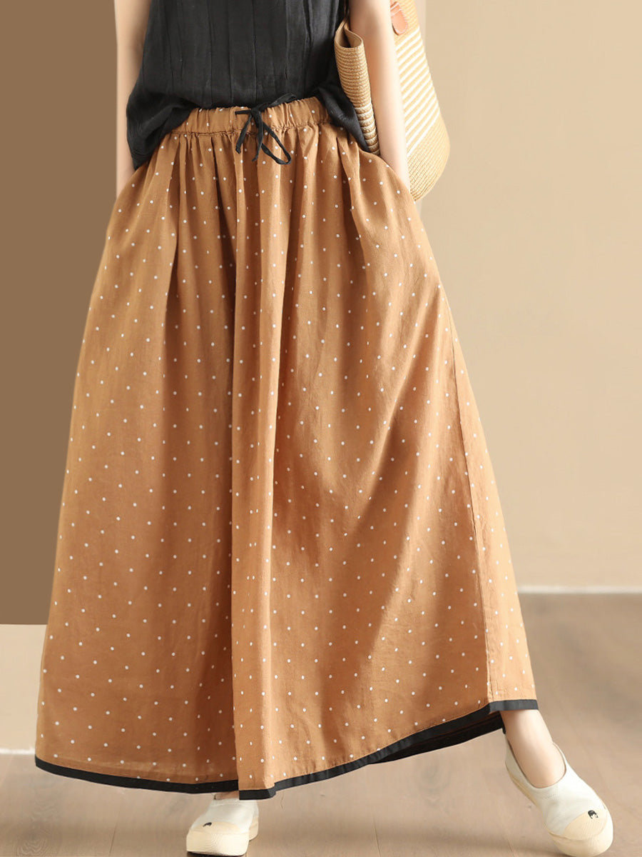 Women Summer Artsy Dot Loose Ramie Skirt PP1047