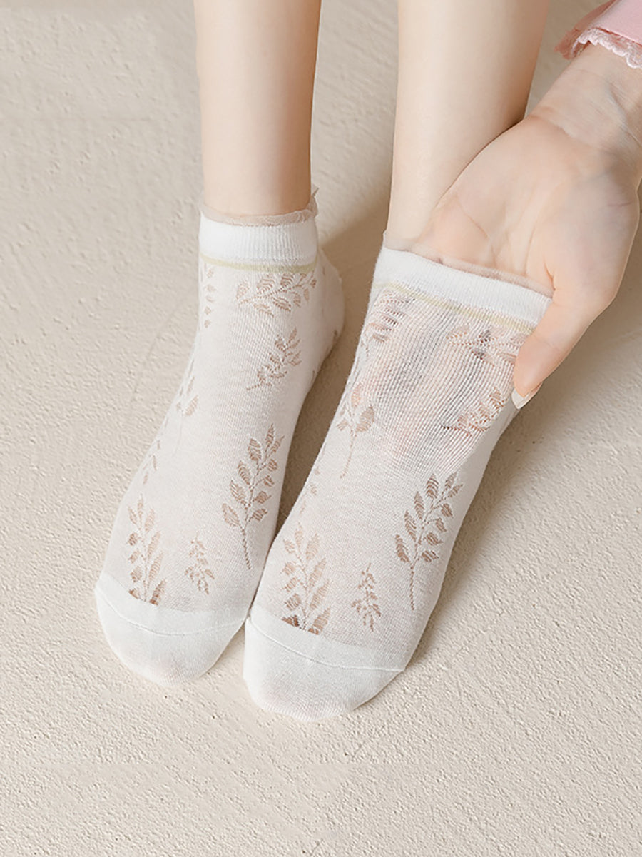 5 Paar dünne Damensocken mit Cut-outs für den Sommer II1032