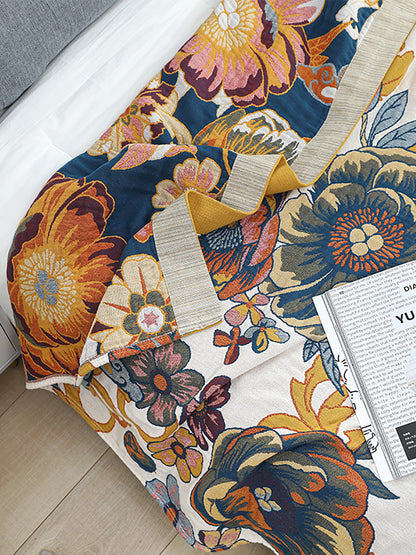 Couverture de canapé 100 % coton à fleurs