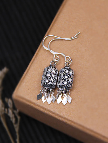 Women Vintage S925Silver Lantern Tassel Earrings AT1093