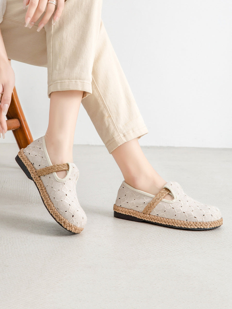 Sommer Aus Flache Hohl Schuhe Casual Baumwolle Frauen