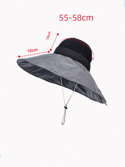 Chapeau d'été à large bord pour femme, résistant au soleil, colorblock, WE1002 