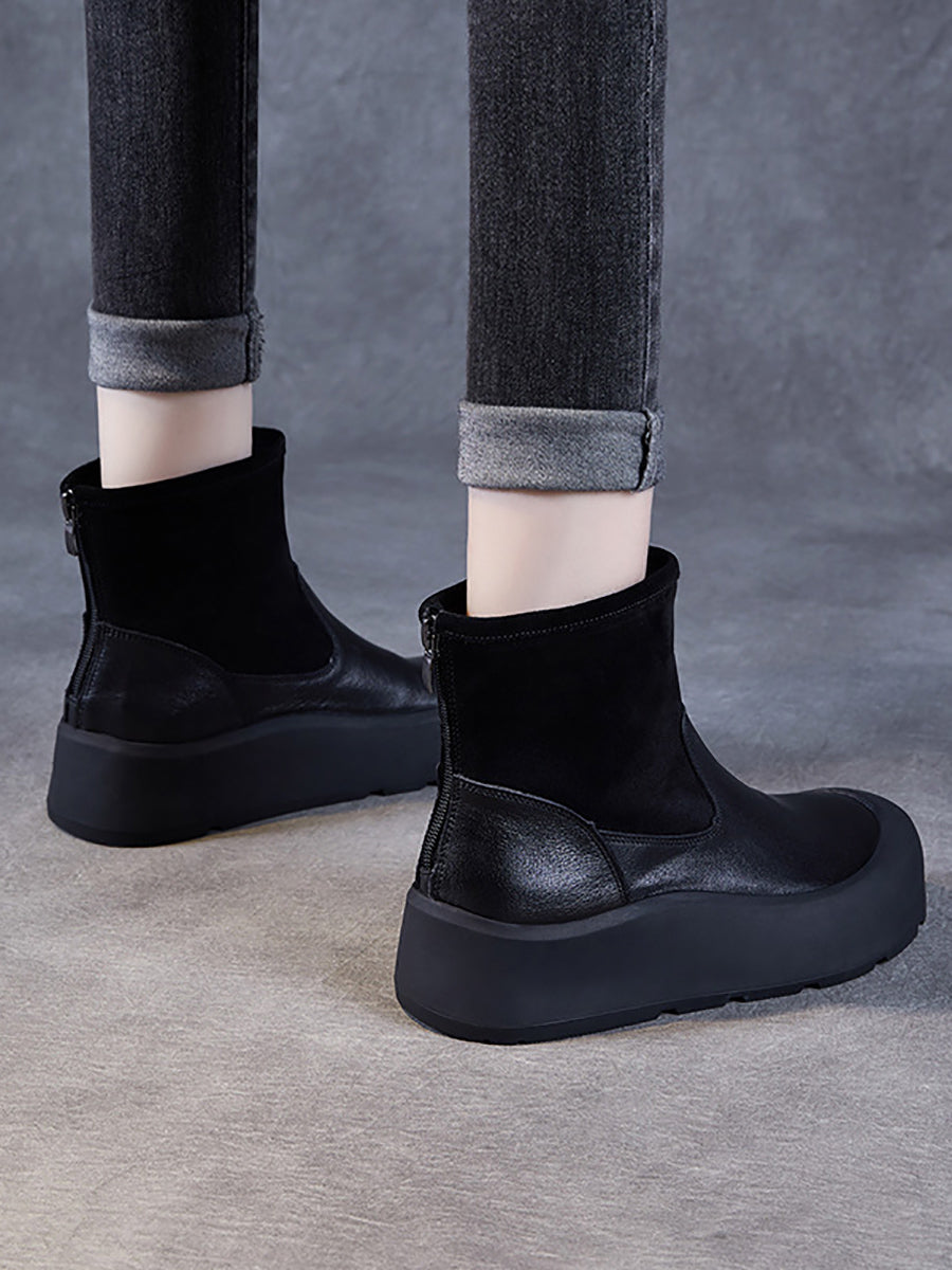 Women Winter Genuine Leather Platform Ankle Boots QU016