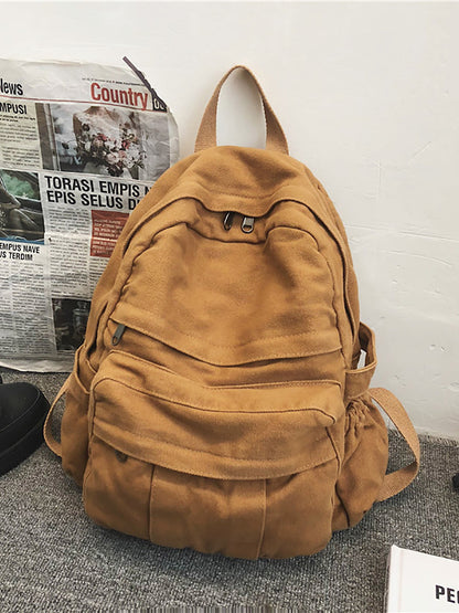 Lässiger Rucksack aus massivem Canvas für Damen mit großem Fassungsvermögen AT1030