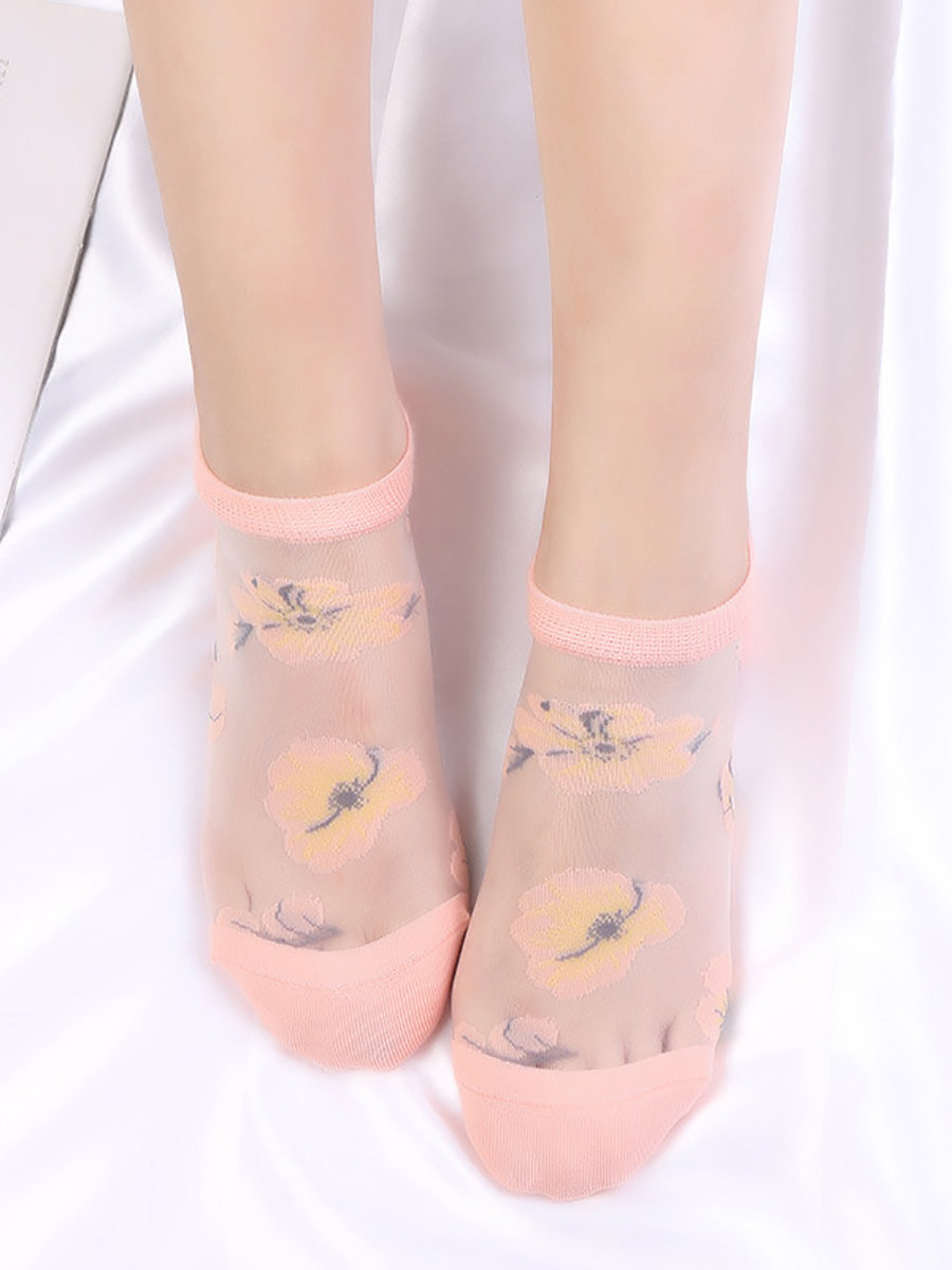 5 Paar Damen Sommer Blumen Dünne Kurze Socken CX019