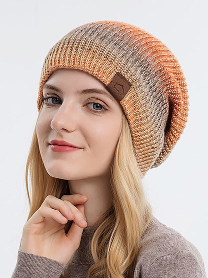 Bonnet tricoté dégradé décontracté pour femme, garde au chaud, hiver, AH1021