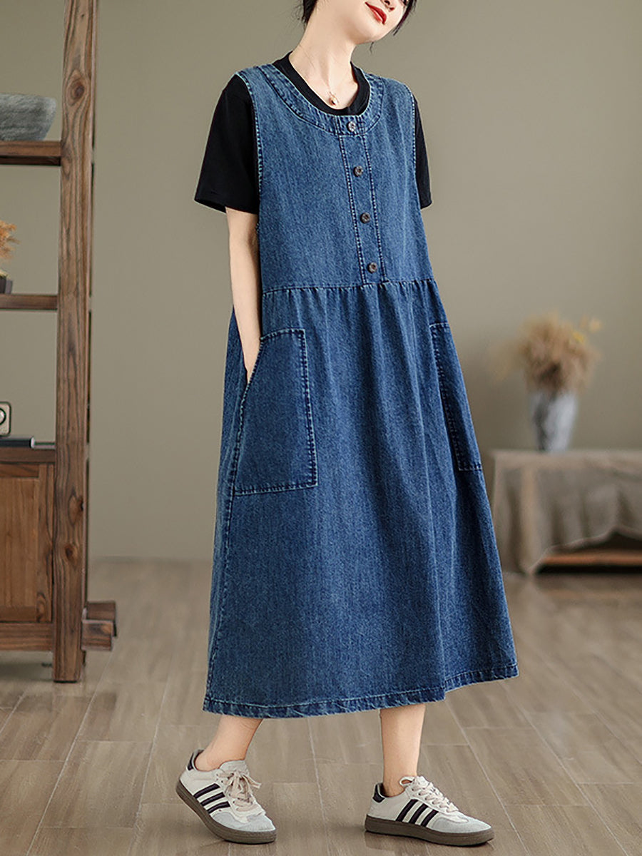 Damen Casual Sommer Feste Denim Weste Kleid BN1012