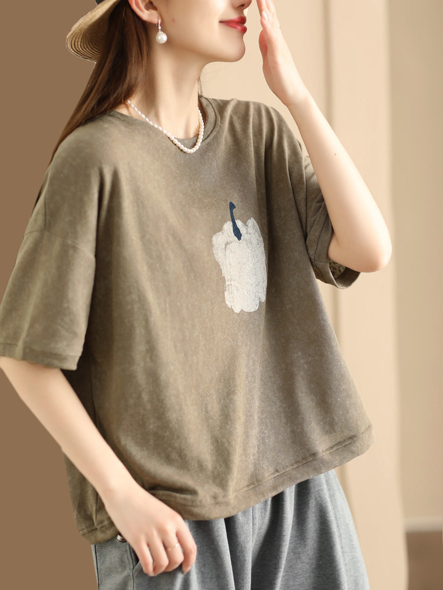 Women Summer Casual Drawstring Hem Cotton Shirt PA1031