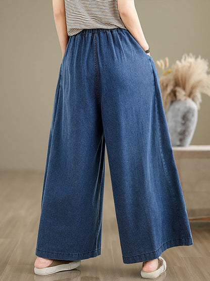 Pantalon en jean à jambes larges et à imprimé papillon pour femme, style vintage, été, KL1037