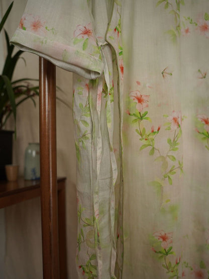 Robe de chambre en ramie à bretelles florales pour femmes SC1052