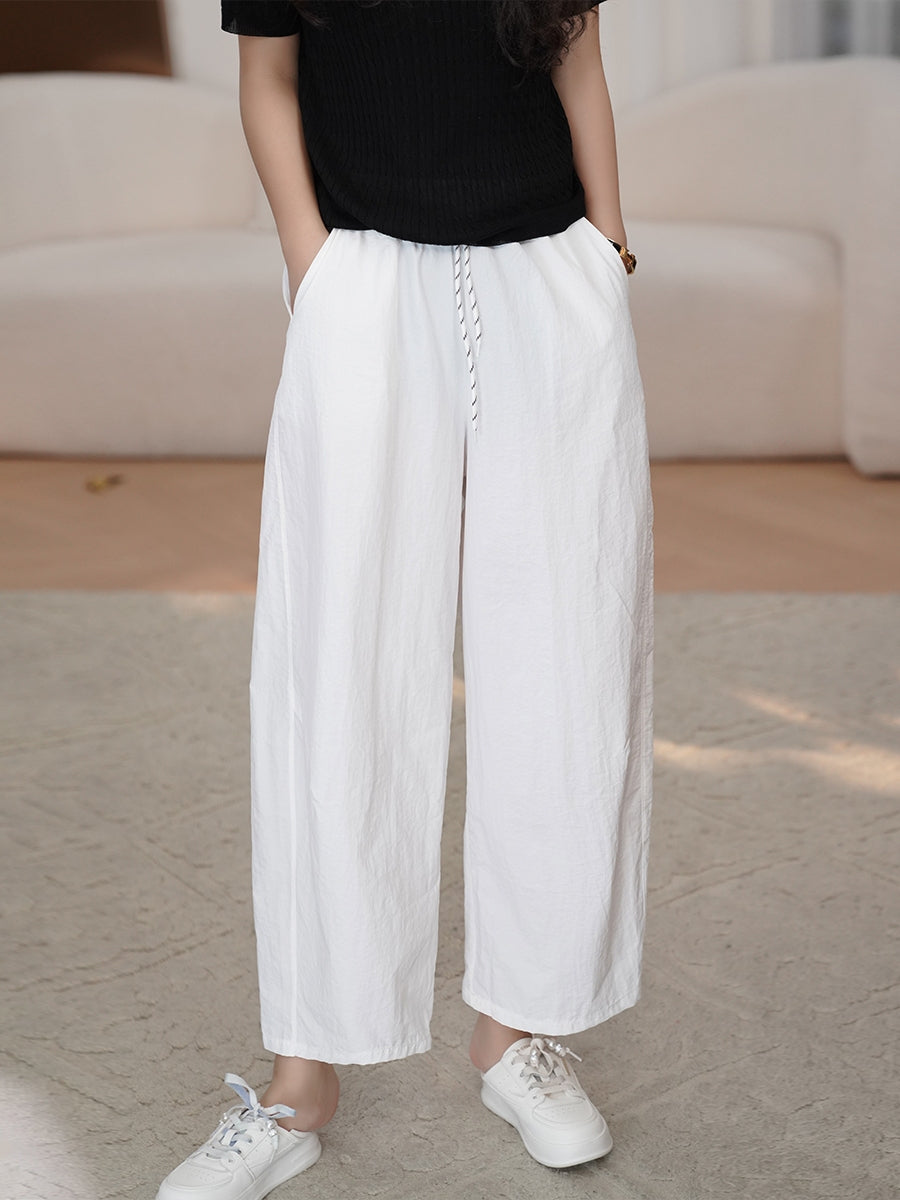 Women Summer Casual Solid Loose Wide-leg Pants CX057