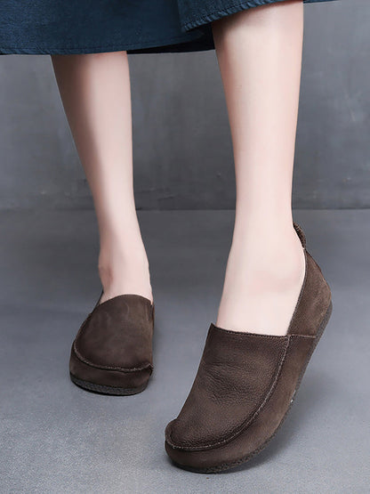 Leder Retro Solide Sommer Falt Frauen Schuhe