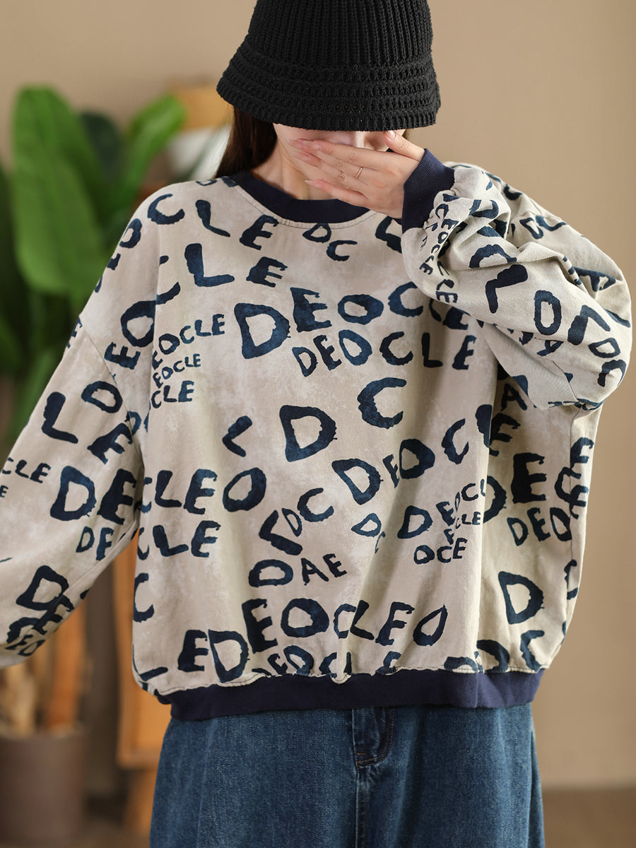 Damen Winter Sweatshirt mit Rundhalsausschnitt und Farbblockdesign AT1004 