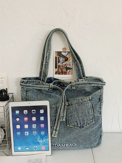 Sac à main en denim uni vintage pour femme, sac à bandoulière ZZ1008