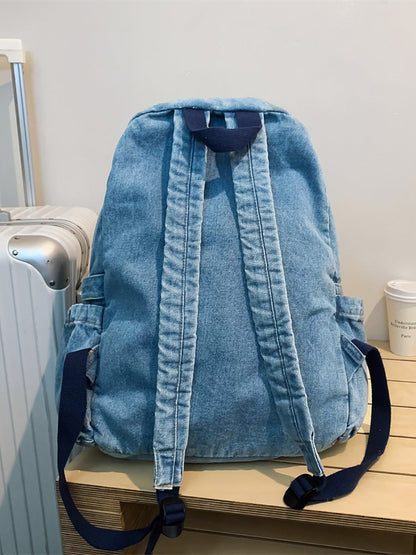 Sac à bandoulière vintage en denim épissé de grande capacité CV1024