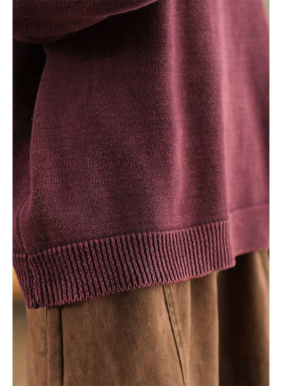 Pull en tricot à col rond décontracté pour femme, couleur unie, automne AK1028 