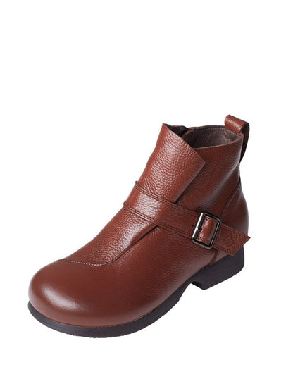 Bottines d'hiver décontractées en cuir souple pour femmes BA1044