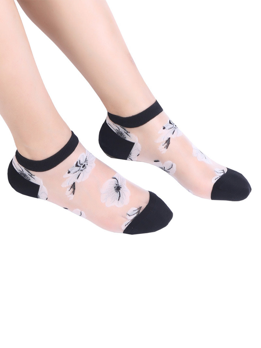 5 Paar Damen Sommer Blumen Dünne Kurze Socken CX019