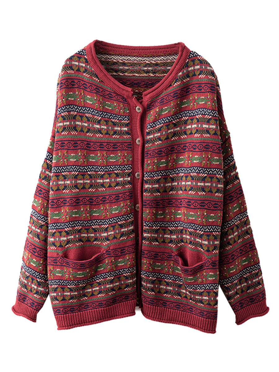 Damen Herbst Baumwolle Strick Cardigan Pullover AT1022 