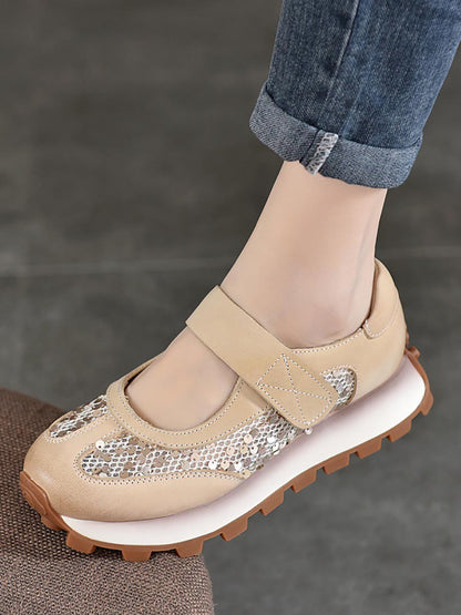 Chaussures d'été à plateforme en cuir et paillettes pour femmes XX1022