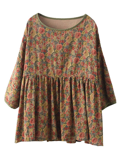 Chemise ample à fleurs vintage d'été pour femmes XX1047