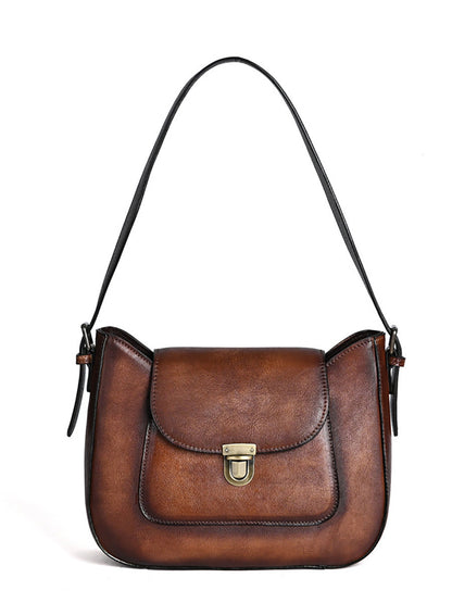 Sac à bandoulière vintage en cuir véritable pour femme AH1087