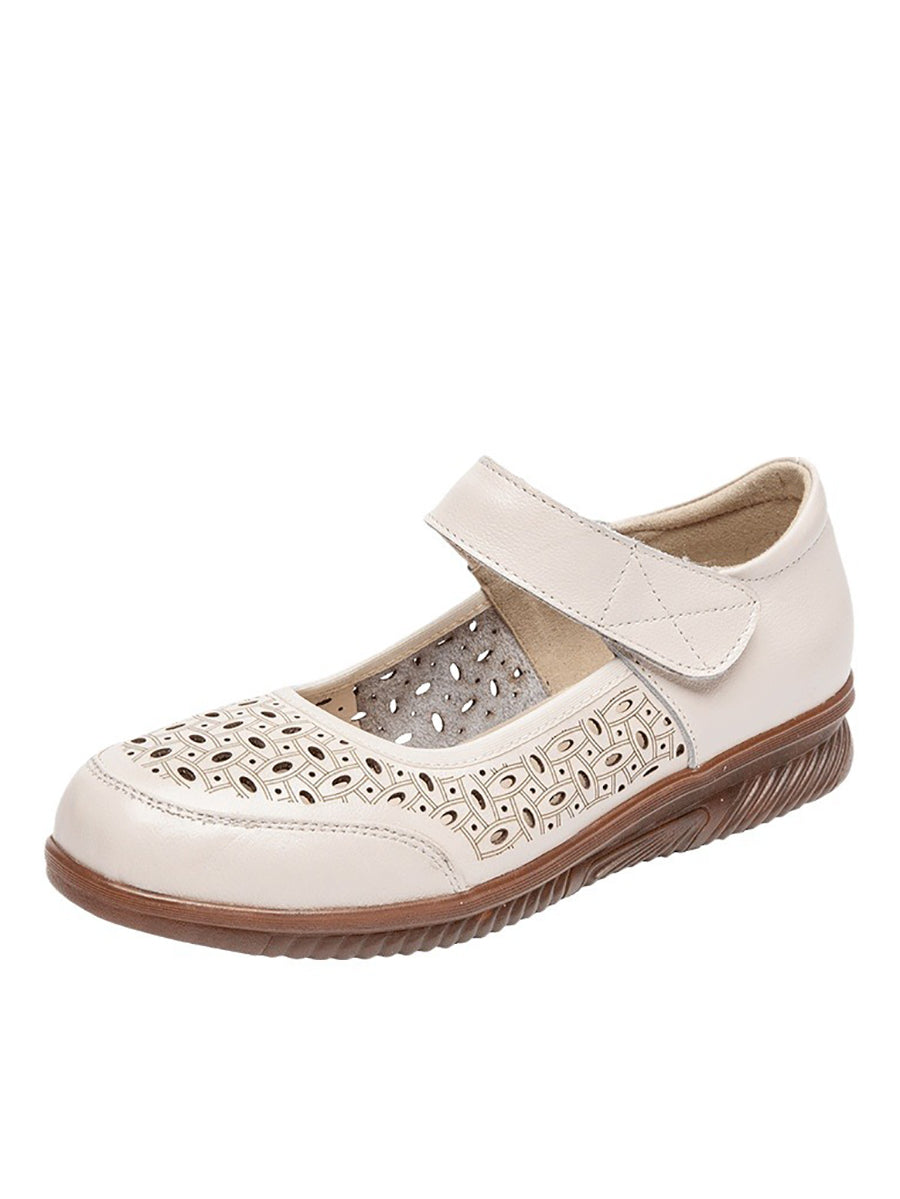 Women Summer Casaul Leather Cutout Low-Heel Shoes TY1040