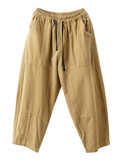 Pantalon sarouel à poches épissées solides vintage pour femmes AI1030 