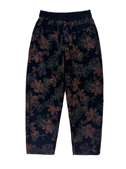 Pantalon sarouel en coton à fleurs vintage pour femme AI1038